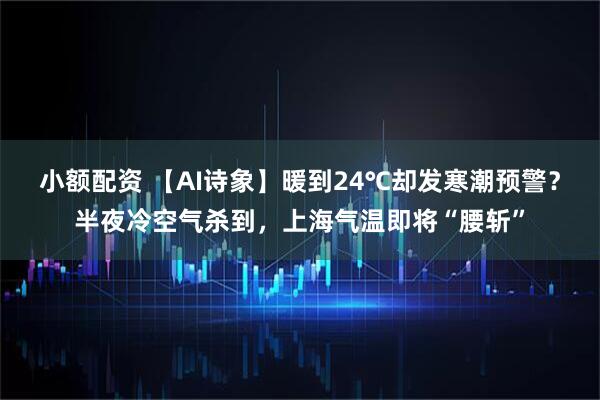 小额配资 【AI诗象】暖到24℃却发寒潮预警？半夜冷空气杀到，上海气温即将“腰斩”